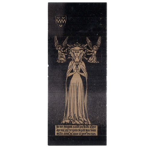 BRASS 0F MARGARET CHEYNE, ST. PETER'S CHURCH, HEVER, KENT card bookmark =