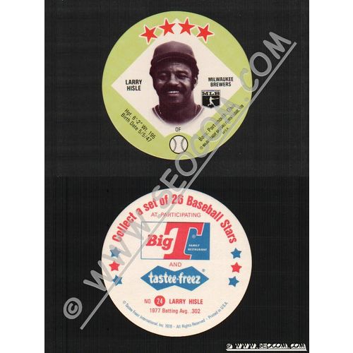 Sport Baseball Discs Name: Hisle, Larry OF Milwaukee Brewers~418