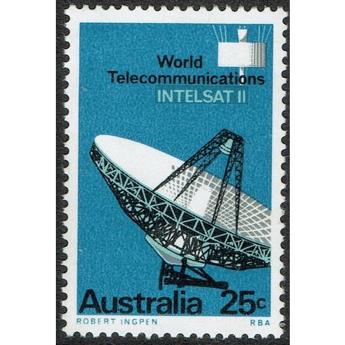 Australia 1968 World Telecoms Intelsat 25c Greenish Blue Black & Green SG419 UM