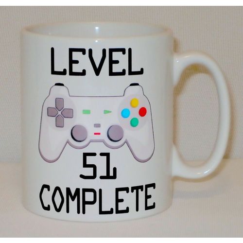 Level 51 Complete 51st Birthday Mug Can Personalise Video Game Retro Gamer Gift