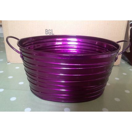48 PURPLE METAL TIN FLOWER TUB POT PLANTER CONTAINER / WEDDING FAVOURS / SWEETS