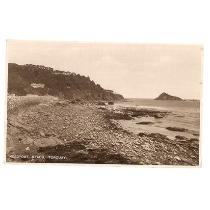 MEADFOOT BEACH, TORQUAY, DEVON unused antique postcard The 'Daily News' =