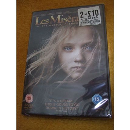 Les Miserables DVD Jackman Crowe Hathaway Seyfried Redmayne Bonham Cohen *SEALED