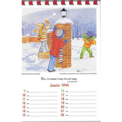 Calendrier Artistique 1994 Peinture d'Handicapé