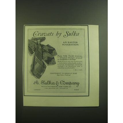 1946 A. Sulka Cravats Ad - Cravats by Sulka an Easter Suggestion