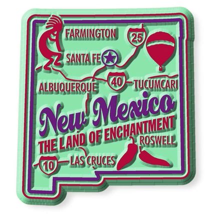 New Mexico the Land of Enchantment Premium State Map Fridge Magnet