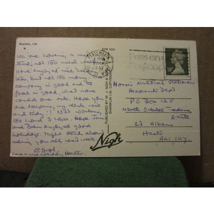 multiview, SHANKLIN-SANDOWN, ISLE OF WIGHT used postcard by Nigh 1987 pm =
