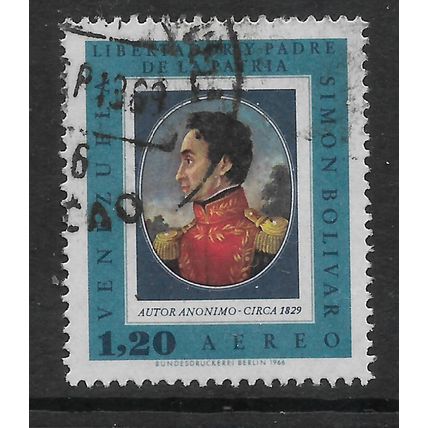 VENEZUELA 1966 AIR 1b.20 SIMON BOLIVAR SG 1980 FINE USED
