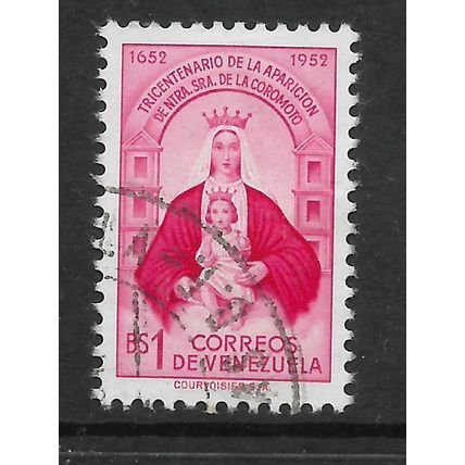 VENEZUELA 1952 APPARITION OF OUR LADY OF COROMOTO 1b RED SG1128 FINE USED