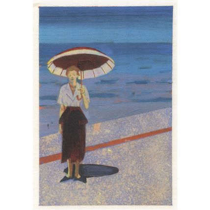 Peter Layzell Standing In The Sun Flemish Umbrella Painting Postcard
