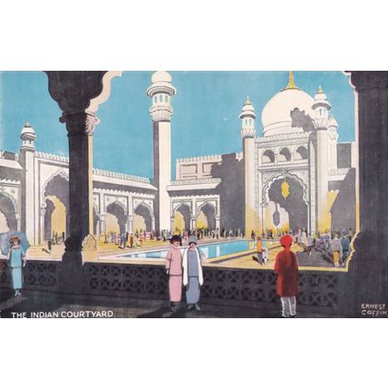 Indian Courtyard 1924 Empire Exhibition London Painting Postcard
