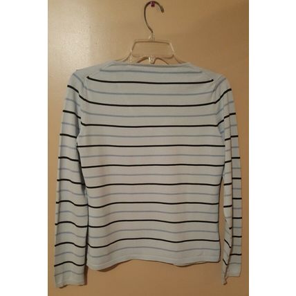 Pre-Owned Women‘s Blue Striped V-Neck Top -(Sz M)