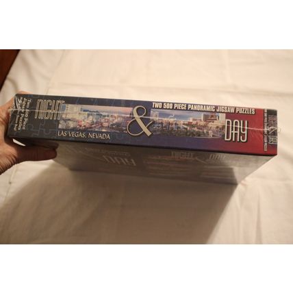 NIGHT & DAY LAS VEGAS, NEVADA 2-500 PIECE PANORAMIC PUZZLES MOSTLY SEALED