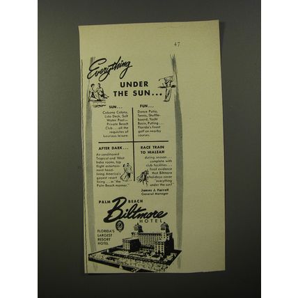 1954 Palm Beach Biltmore Hotel Ad - Everything under the sun