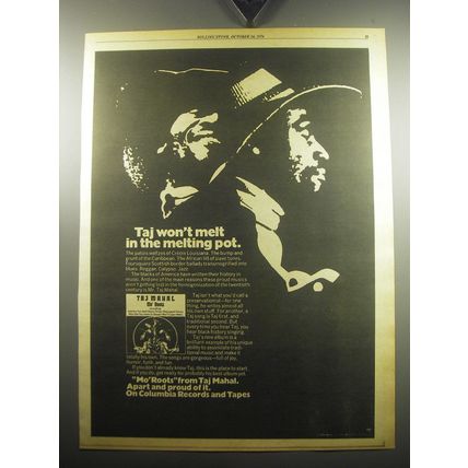 1974 Taj Mahal Mo' Roots Album Ad - Taj won't melt in the melting pot