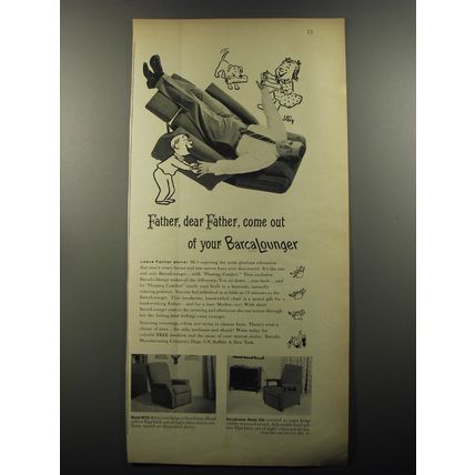 1956 Barcalounger Chairs Advertisement - cartoon by William Steig