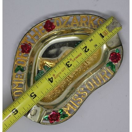 VTG State Souvenir Missouri Ozarks Gift Metal Ashtray Trinket Dish 1950s