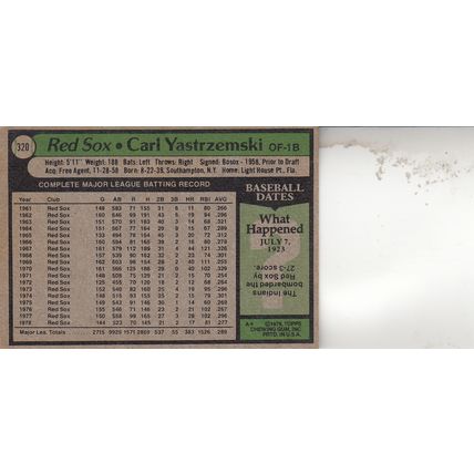 CARL YASTRZEMSKI 1979 AUTOGRAPHED BOSTON RED SOX HALL OF FAMECHAMPION OUTFIELDER