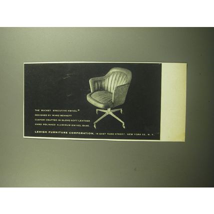1958 Lehigh Furniture Bucket Executive Swivel Chair Advertisement - Ward Bennett