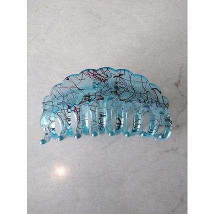 Clear transparent blue and red painted hair claw clip
