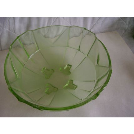 Sowerby Art Deco Green Chevron Dessert Serving Bowl & 4 Sundae Dishes
