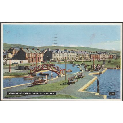 Boating Lake and Louisa Drive, Girvan, Ayrshire, 1959 - Henderson Postcard