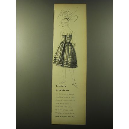 1960 Lord & Taylor Fashion Ad - Sundeck breakfasts