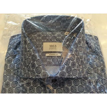 1863 by Eterna Mens Circles Two Ply Modern Fit Shirt Size 41 16" £59.99