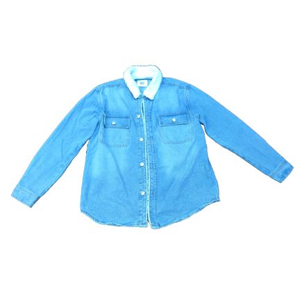 Mens Madden NYC Medium Denim Jeans Jacket Sherpa Collar Light Wash Fall Jacket