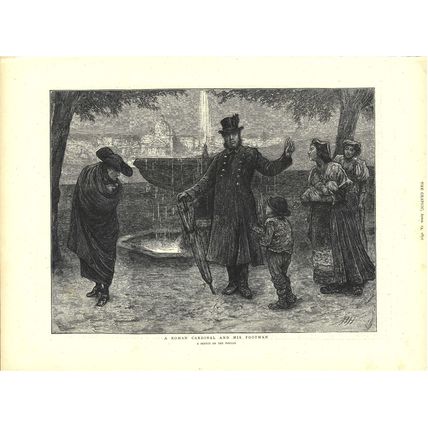 A ROMAN CARDINAL AND HIS FOOTMAN 1872 Horace Harral VICTORIAN ENGRAVING