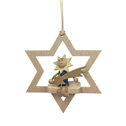 13614 - Richard Glaesser Ornament - Star with Moonman and Comet - 3.5"H x 2.8...