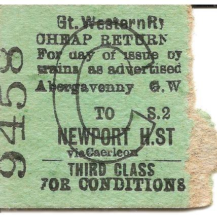 G.W.R. Edmondson Ticket - Abergavenny to Newport High Street