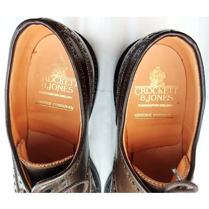 NEW UNWORN CROCKETT & JONES MENS BROWN CORDOVAN BROQUE DOUBLE RUBBER SOLE & HEEL
