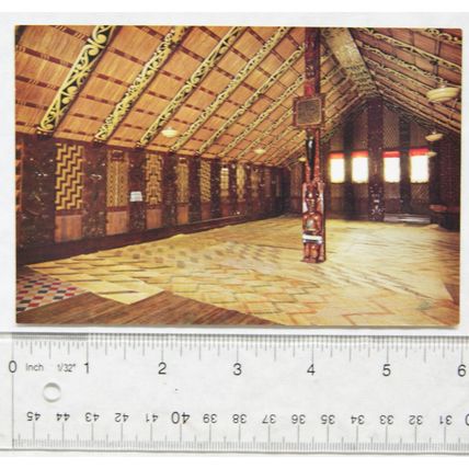 old postcard Wahio Meeting House, Whakarewarewa, New Zealand