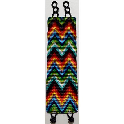 Traditional Huichol Art. Mexico Glass Seed Beads Bracelet. Crazy Waves 1