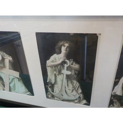 Framed Vintage German Postcards of Faith, Hope, & Charity