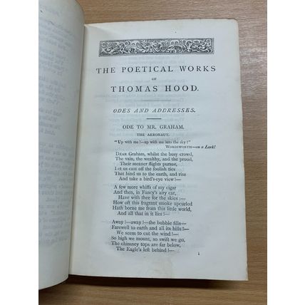 c1886 THE POETICAL WORKS OF THOMAS HOOD ANTIQUE HARDBACK BOOK (P3)