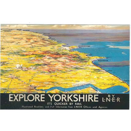 RAIL ADVERISING L.N.E.R . EXPLORE YORKSHIRE CARD NO RAIL 2173
