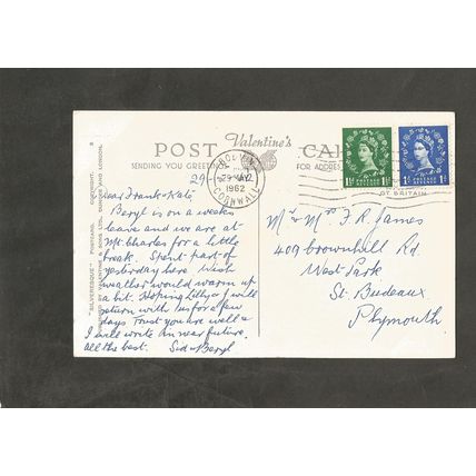 Postcard Cornwall Perranporth Cliffs and Chapel Rock 1962