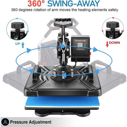 5 in 1 Heat Press Machine for T Shirts Heat Transfer Machine12 X 15" Swing Away