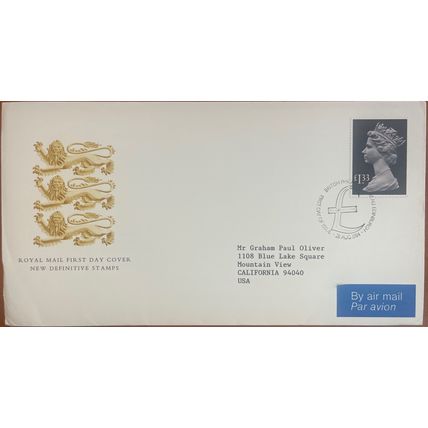 GB 1984 £1.33 Parcel Post Edinburgh First Day Cover FDC SG1026c UF3 stamp