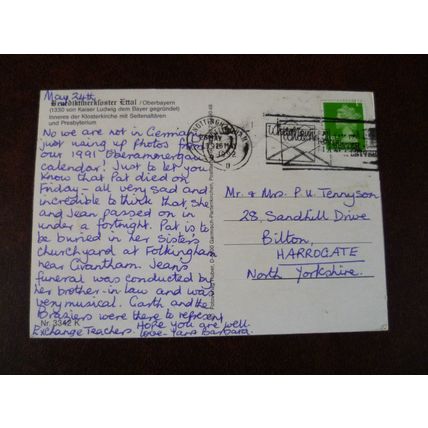 Germany Ettal Abbey Benedictine Monastery interior 1992 colour postcard