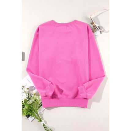 Bonbon Solid Fleece Lined Drop Shoulder Terry Sweatshirt