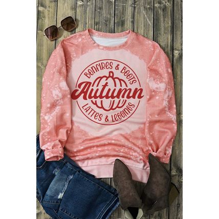 Pink Tie Dye Autumn Pumpkin Graphic Drop Shoulder Sweatshirt