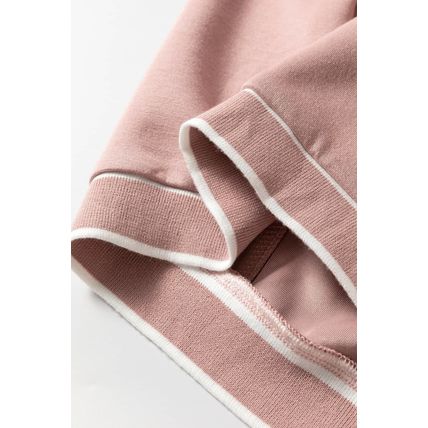 Pink Stripe Contrast Trim V Neck Buttoned Front Pocketed Knit Cardigan