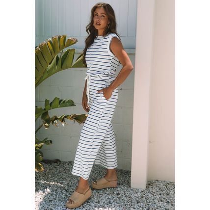 Sail Blue Casual Wide Leg 2pcs Pants Set