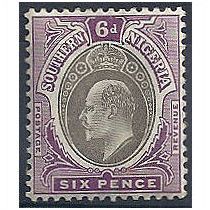 Southern Nigeria 1905 SG27 6d Grey-Black & Bright Purple Mounted Mint ..
