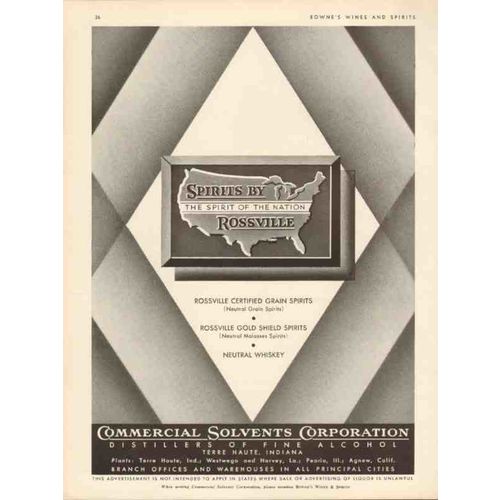 commercial solvents corp 1934 grain spirits by rossville vintage ad