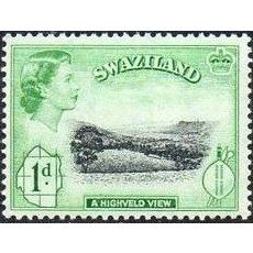 Swaziland QEII 1956 1d Black & Emerald Mounted Mint MM SG 54 Stamp Highveld View
