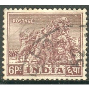 India 1949 - SG 310 - 6p brown - Konarak Horse - used